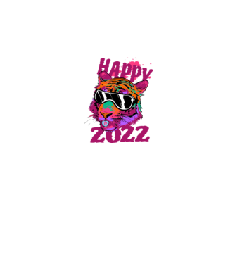 Happy 2022 tiger model alb pe tricou