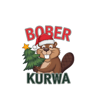Bober kurwa Christmas model alb pe tricou