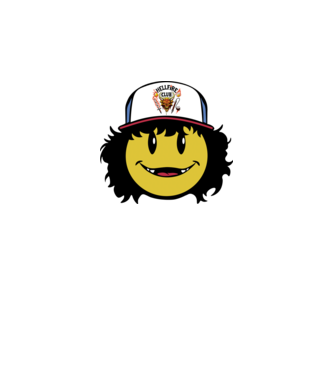 dustinhappyface model gri închis pe tricou