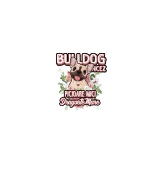 Bulldog francez picioare mici dragoste mare model alb pe tricou