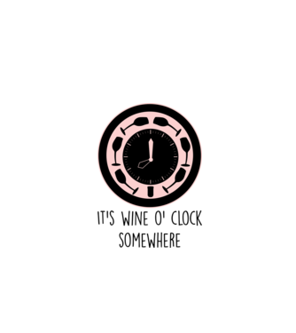 Wine o clock model alb pe tricou