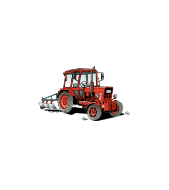 TRACTOR model alb pe tricou