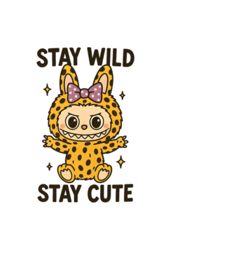 Stay wild - Labubu model albastru deschis pe tricou
