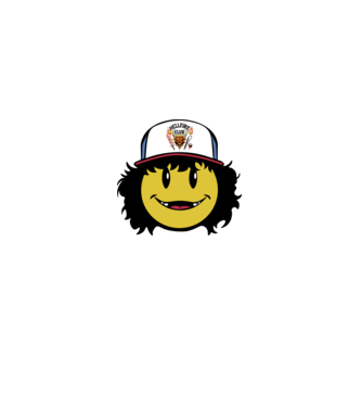 dustinhappyface model negru pe tricou
