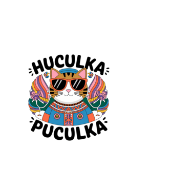 Huculka Puculka pisică 3 model alb pe tricou