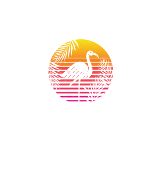 Retro flamingo sunset model negru pe tricou