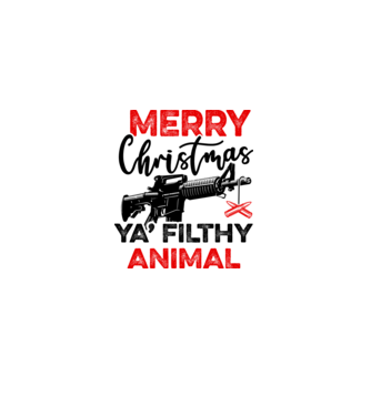 Merry Christmas Ya Filthy Animal model alb pe tricou