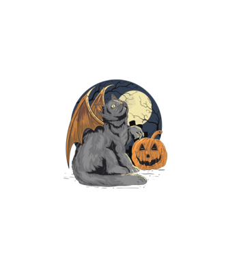 Halloween cica model negru pe tricou