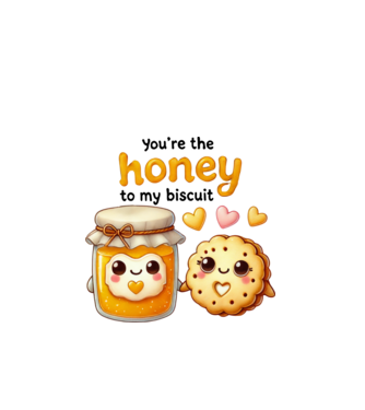 Honey to my Biscuit model alb pe tricou