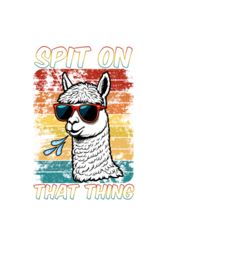 Spit on that thing llama rainbow Hawk Tuah model negru pe tricou