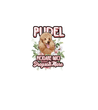 Pudel picioare mici dragoste mare model alb pe tricou