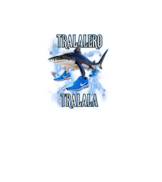 Tralalero Tralala model negru pe tricou