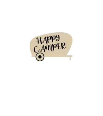 Happy camper text model negru pe tricou