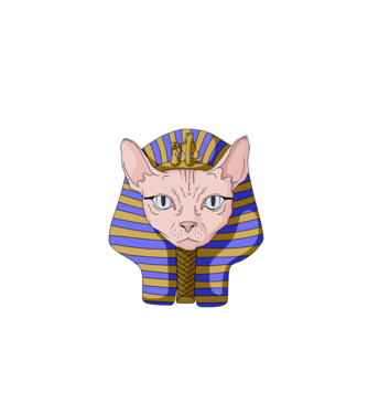 sphynx cat pharaoh model albastru închis pe tricou