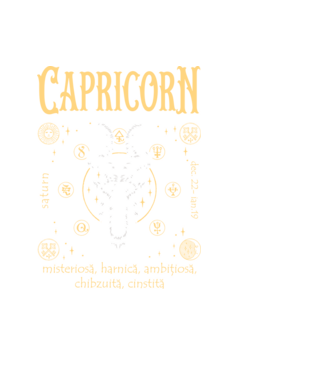 Zodiac femeie CAPRICORN golden model negru pe tricou