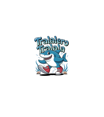 Tralalero Tralala drăguț model negru pe tricou