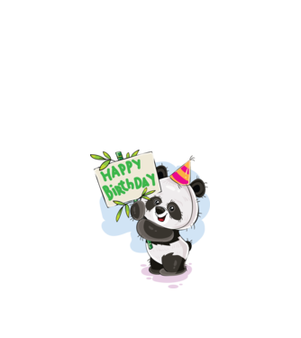 Zi de naștere panda model alb pe tricou