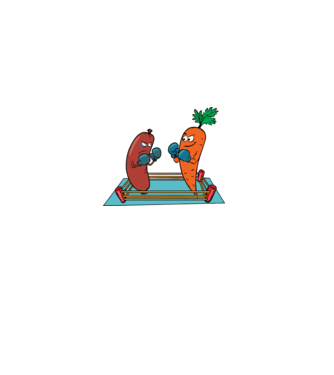 sausage vs carrot model galben pe tricou