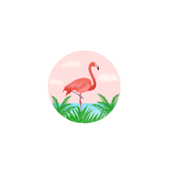 Flamingo model alb pe tricou