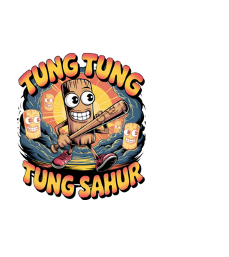 Tung Tung Tung Sahur Retro model alb pe tricou