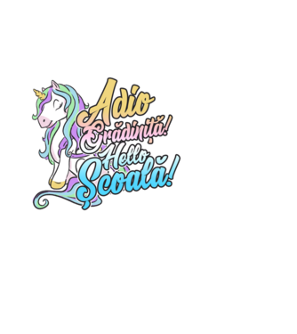 Adio grădiniță! Hello școală! model negru pe tricou
