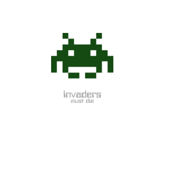 Invaders Must Die model alb pe tricou