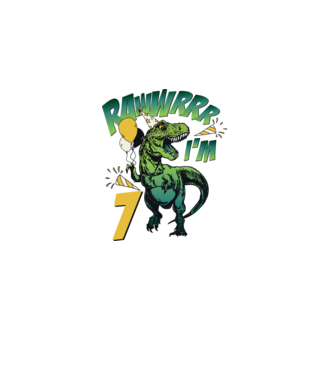 'Birthday Dinosaur rawww i''m 7' model alb pe tricou