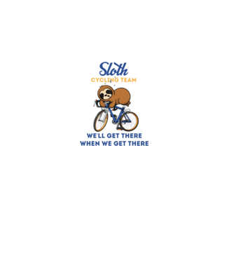 Sloth cycling team model alb pe tricou