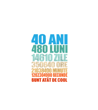 De 40 ani - luni - zile - ore - minute - secunde - sunt atât de cool model negru pe tricou
