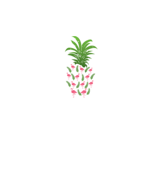 Flamingo ananas model negru pe tricou