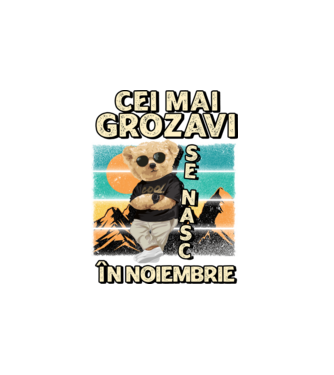 RETRO teddy NOIEMBRIE model alb pe tricou