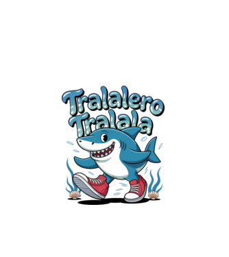 Tralalero Tralala drăguț model negru pe tricou