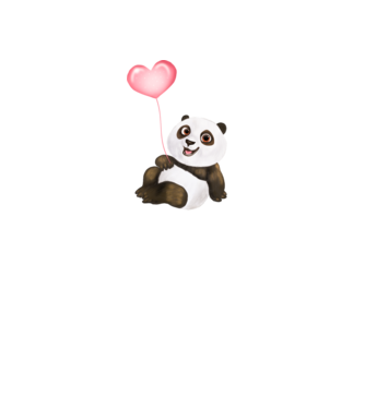 Cute panda with heart model alb pe tricou