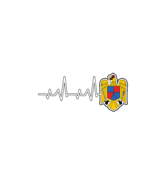 ROMANIA heartbeat model alb pe tricou