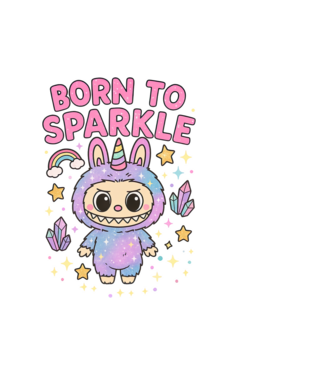 Born to sparkle model alb pe tricou