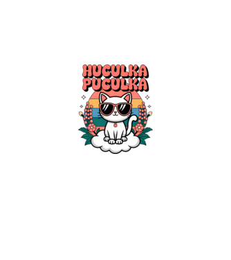 Huculka Puculka pisică 1 model alb pe tricou