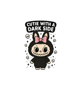 Cutie with a dark side model alb pe tricou