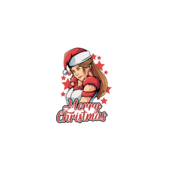 Merry christmas santa girl model negru pe tricou