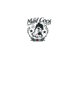 The Mad Cock model alb pe tricou