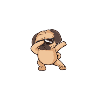 Mops DAB model gri pe tricou