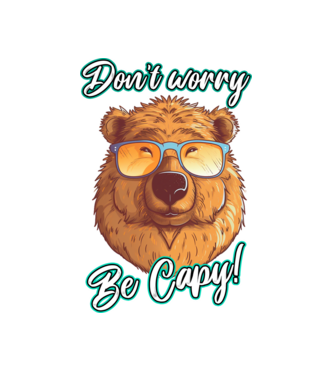 Don't worry be Capy model alb pe tricou