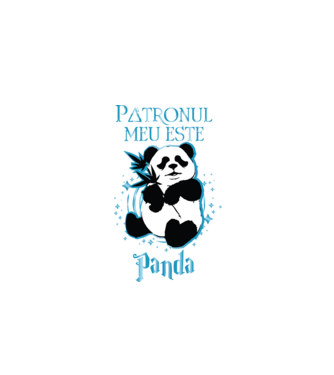 Patronul meu este PANDA model negru pe tricou