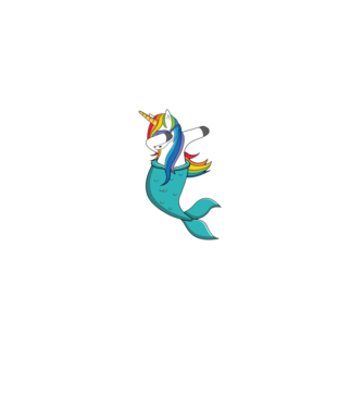 Unicorn Sirenă DAB model negru pe tricou