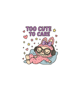 Too cute to care model negru pe tricou