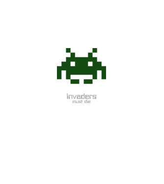 Invaders Must Die model alb pe tricou
