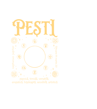 Zodiac femeie PEȘTI golden model negru pe tricou