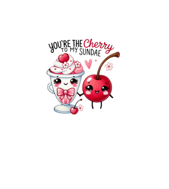 Cherry to my Sunday model alb pe tricou