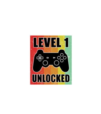 level 1 unlocked retro gamer model negru pe tricou