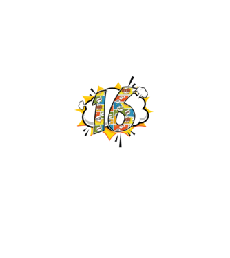 Birthday Comic Number 16 model roșu pe tricou