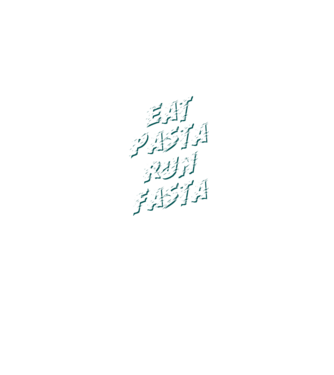 eat pasta run fasta model albastru jeanși pe tricou